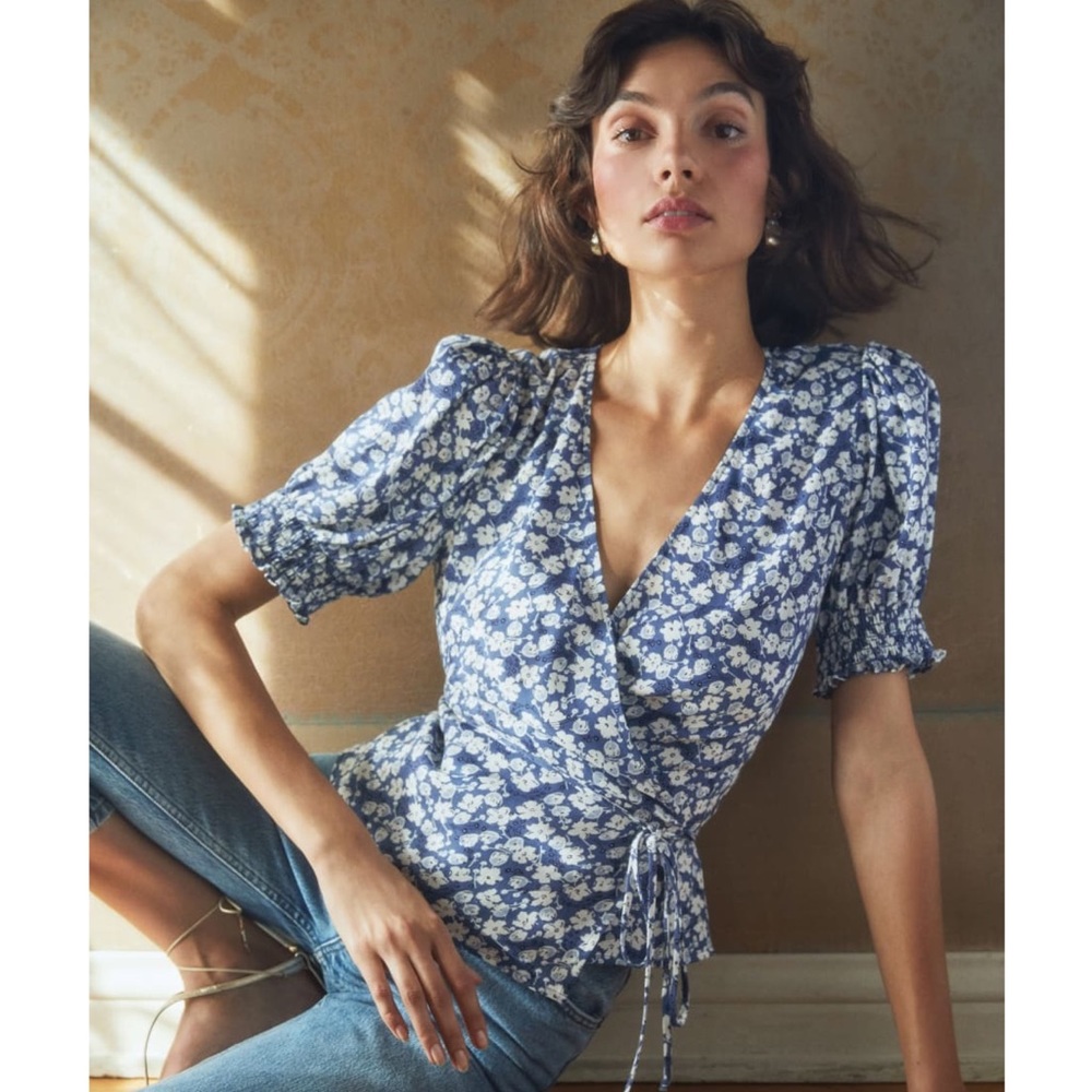 NEW Reformation Poire Floral Wrap Top XL